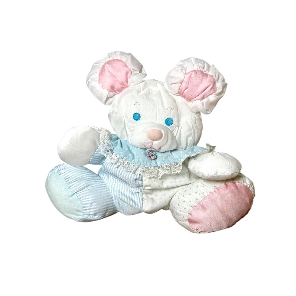 Vintage 1988 Fisher-Price Puffalump Mouse Plush | Pastel Nursery Stuffed Animal